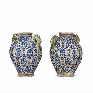 COPPIA DI ORCIOLI, MONTELUPO, SECONDA MET&Agrave; SECOLO XVI  - Asta Arte � ricerca | Dipinti sculture e oggetti d'arte da una raccolta fiorentina  - Associazione Nazionale - Case d'Asta italiane