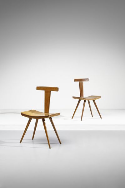 ALCHINI GIULIO (1926 - 1958) : Coppia di sedie  - Asta Asta 383 | DESIGN E ARTI DECORATIVE DEL NOVECENTO - FINE DESIGN Tradizionale - Associazione Nazionale - Case d'Asta italiane