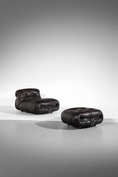 SCARPA AFRA (1937 -2011) & TOBIA (n. 1935) : Poltrona con poggiapiedi Soriana per Cassina  - Asta Asta 383 | DESIGN E ARTI DECORATIVE DEL NOVECENTO - FINE DESIGN Tradizionale - Associazione Nazionale - Case d'Asta italiane