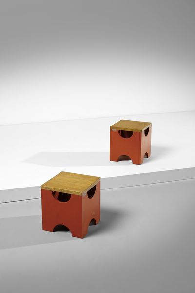 SOTTSASS ETTORE (1917 - 2007) : Coppia di sgabelli per Poltronova  - Asta Asta 383 | DESIGN E ARTI DECORATIVE DEL NOVECENTO - FINE DESIGN Tradizionale - Associazione Nazionale - Case d'Asta italiane