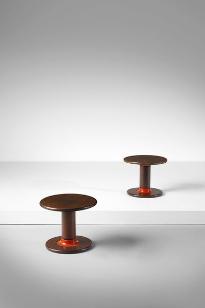 SOTTSASS ETTORE (1917 - 2007) : Coppia di tavolini da salotto Rocchetto  - Asta Asta 383 | DESIGN E ARTI DECORATIVE DEL NOVECENTO - FINE DESIGN Tradizionale - Associazione Nazionale - Case d'Asta italiane