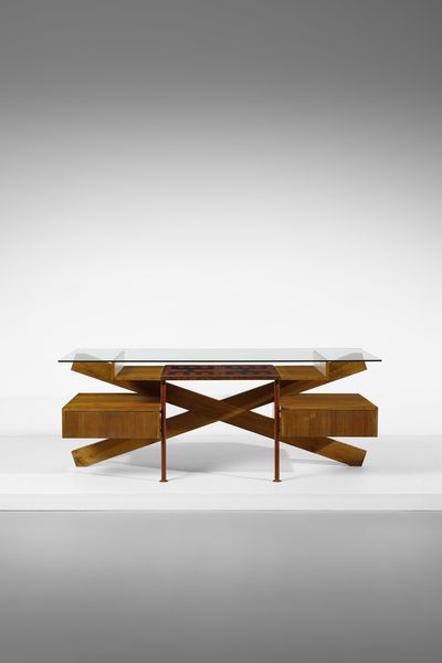 RENATO ANGELI & CLAUDIO OLIVIERI : Scrivania  - Asta Asta 383 | DESIGN E ARTI DECORATIVE DEL NOVECENTO - FINE DESIGN Tradizionale - Associazione Nazionale - Case d'Asta italiane