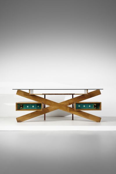 RENATO ANGELI & CLAUDIO OLIVIERI : Scrivania  - Asta Asta 383 | DESIGN E ARTI DECORATIVE DEL NOVECENTO - FINE DESIGN Tradizionale - Associazione Nazionale - Case d'Asta italiane