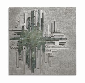 POLI ALBANO (n. 1935) - Pannello scuoltoreo luminoso Rottura Spaziale  per Poliarte Verona