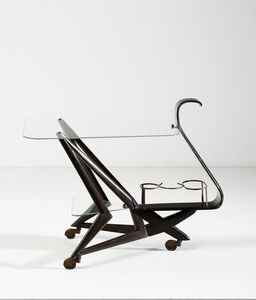 LACCA CESARE (n. 1929) : Raro carrello da servizio Cigno per F.lli Colombo, Cant  - Asta Asta 383 | DESIGN E ARTI DECORATIVE DEL NOVECENTO - FINE DESIGN Tradizionale - Associazione Nazionale - Case d'Asta italiane