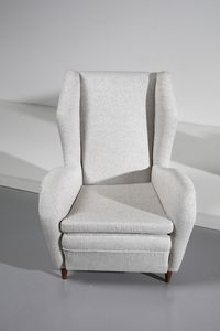 PONTI GIO (1891 - 1979) : Coppia di poltrone con coppia di poggiapiedi per ISA, Ponte San Pietro, Bergamo  - Asta Asta 383 | DESIGN E ARTI DECORATIVE DEL NOVECENTO - FINE DESIGN Tradizionale - Associazione Nazionale - Case d'Asta italiane