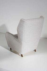 PONTI GIO (1891 - 1979) : Coppia di poltrone con coppia di poggiapiedi per ISA, Ponte San Pietro, Bergamo  - Asta Asta 383 | DESIGN E ARTI DECORATIVE DEL NOVECENTO - FINE DESIGN Tradizionale - Associazione Nazionale - Case d'Asta italiane