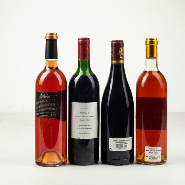 Grain d'Amour, Muscat doux de Hambourg<BR>Chateau Carbonnieux, Pessac Leognan<BR>Gerard Seguin, Gevrey Chambertin Signature du Domaine<BR>Chateau du Cros, Louipiac  - Asta Winter Wine Auction - Associazione Nazionale - Case d'Asta italiane