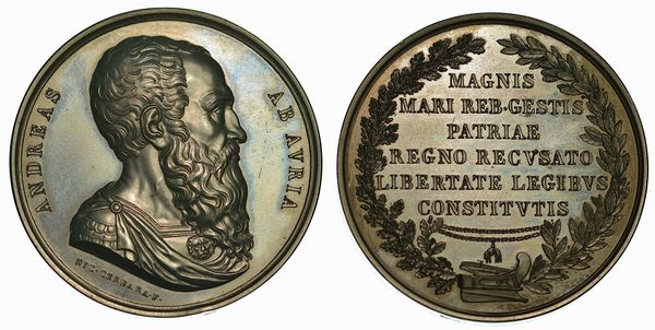 GENOVA. Andrea Doria, 1468-1560. Medaglia in bronzo s.d. (serie XIX sec. uomini illustri).  - Asta Numismatica - Associazione Nazionale - Case d'Asta italiane