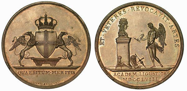 REPUBBLICA LIGURE. Premio Accademia Ligustica 1796-1798. Medaglia in argento 1758.  - Asta Numismatica - Associazione Nazionale - Case d'Asta italiane