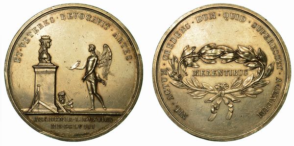 REPUBBLICA LIGURE. Premio Accademia Ligustica 1796-1798. Medaglia in argento 1758.  - Asta Numismatica - Associazione Nazionale - Case d'Asta italiane