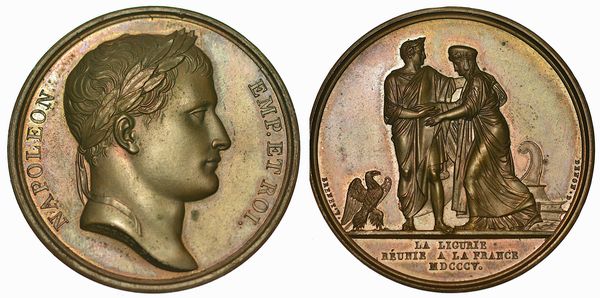 GENOVA. Annessione della Liguria alla Francia. Medaglia in bronzo 1805.  - Asta Numismatica - Associazione Nazionale - Case d'Asta italiane