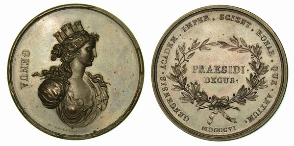 GENOVA. Accademia Imperiale. Medaglia in bronzo 1806.  - Asta Numismatica - Associazione Nazionale - Case d'Asta italiane