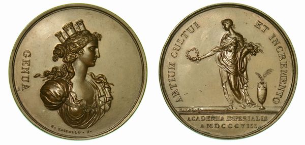 GENOVA. Accademia Imperiale. Medaglia in bronzo 1808.  - Asta Numismatica - Associazione Nazionale - Case d'Asta italiane