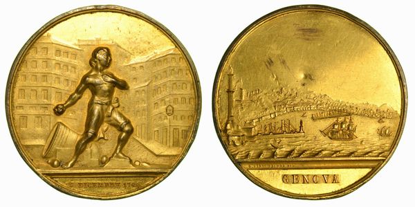 GENOVA. Centenario del Balilla. Medaglia in bronzo dorato.  - Asta Numismatica - Associazione Nazionale - Case d'Asta italiane