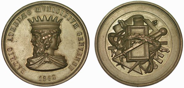 GENOVA. Ateneo municipale. Medaglia in bronzo 1862.  - Asta Numismatica - Associazione Nazionale - Case d'Asta italiane