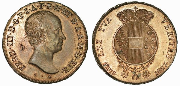 FIRENZE. FERDINANDO III DI LORENA, 1791-1824. Mezzo Francescone da 5 Paoli 1823.  - Asta Numismatica - Associazione Nazionale - Case d'Asta italiane