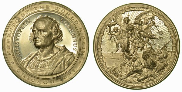 COLOMBO. Esposizione Colombiana Mondiale Chicago 1893. IV centenario della scoperta dell'America. Medaglia in alluminio.  - Asta Numismatica - Associazione Nazionale - Case d'Asta italiane