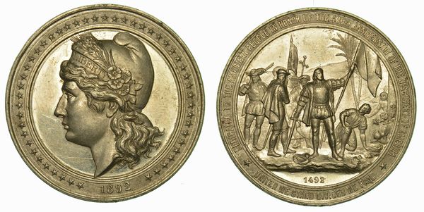 COLOMBO. Esposizione Colombiana Mondiale Chicago 1893. IV centenario della scoperta dell'America. Medaglia in alluminio.  - Asta Numismatica - Associazione Nazionale - Case d'Asta italiane