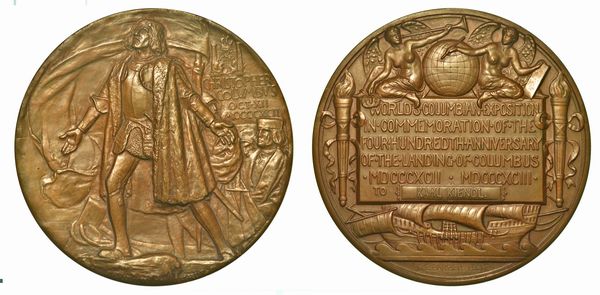 COLOMBO. Esposizione Italo-Americana 1892. Medaglia in bronzo.  - Asta Numismatica - Associazione Nazionale - Case d'Asta italiane