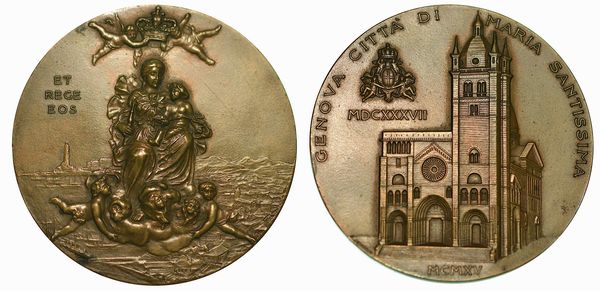 GENOVA. Cattedrale di San Lorenzo. Medaglia in bronzo 1915.  - Asta Numismatica - Associazione Nazionale - Case d'Asta italiane