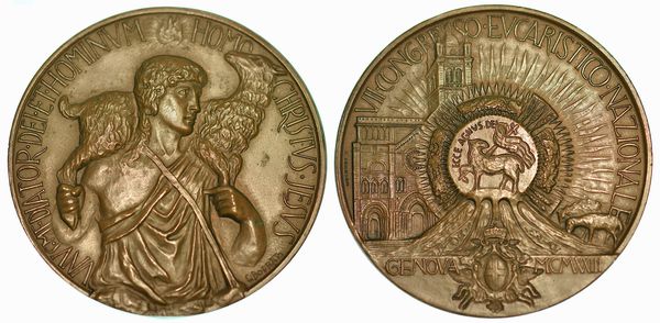 GENOVA. Congresso Eucaristico Nazionale 1923. Medaglia in bronzo 1923.  - Asta Numismatica - Associazione Nazionale - Case d'Asta italiane