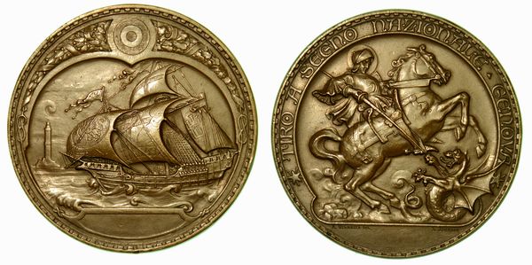 GENOVA. Tiro a segno nazionale. Medaglia in bronzo.  - Asta Numismatica - Associazione Nazionale - Case d'Asta italiane