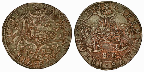 Maurice d'Orange conquista Rhinberg. Gettone in rame 1601.  - Asta Numismatica - Associazione Nazionale - Case d'Asta italiane