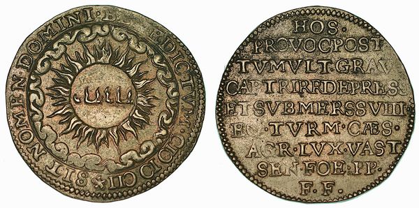 Disfatta della cavalleria spagnola (Ottobre 1602). Gettone in rame 1602.  - Asta Numismatica - Associazione Nazionale - Case d'Asta italiane