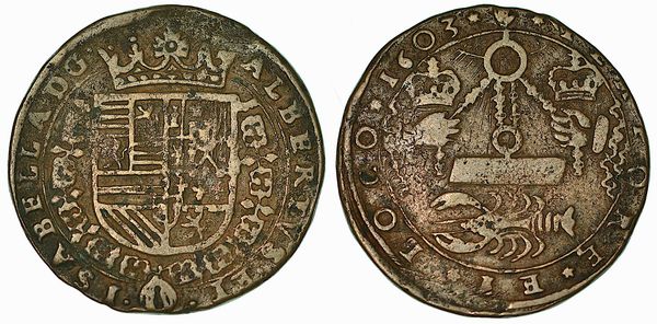Ambrogio Spinola assedia Ostenda (1603). Gettone in rame 1603.  - Asta Numismatica - Associazione Nazionale - Case d'Asta italiane