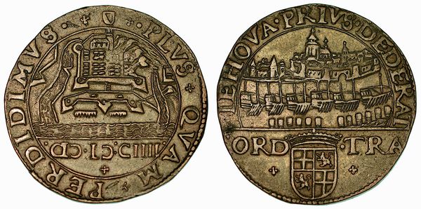 Spinola conquista Ostenda (22 settembre 1604). Gettone in rame 1604.  - Asta Numismatica - Associazione Nazionale - Case d'Asta italiane
