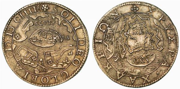 Spinola conquista Ostenda (22 settembre 1604). Gettone in argento 1604.  - Asta Numismatica - Associazione Nazionale - Case d'Asta italiane