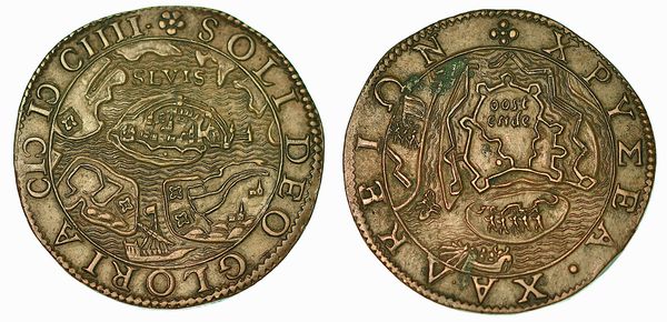 Spinola conquista Ostenda (22 settembre 1604). Gettone in rame 1604.  - Asta Numismatica - Associazione Nazionale - Case d'Asta italiane