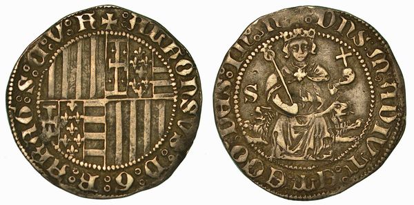 NAPOLI. ALFONSO I D'ARAGONA, 1442-1458. Carlino.  - Asta Numismatica - Associazione Nazionale - Case d'Asta italiane