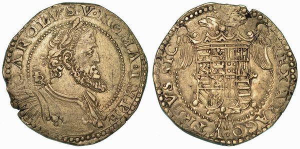 NAPOLI. CARLO V D'ASBURGO, 1516-1556. Mezzo ducato.  - Asta Numismatica - Associazione Nazionale - Case d'Asta italiane