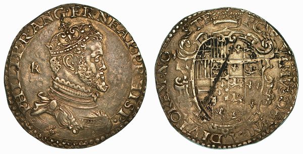 NAPOLI. FILIPPO II D'ASBURGO (COME PRINCIPE DI SPAGNA), 1554-1598. Mezzo Ducato, anni 1554-1556.  - Asta Numismatica - Associazione Nazionale - Case d'Asta italiane