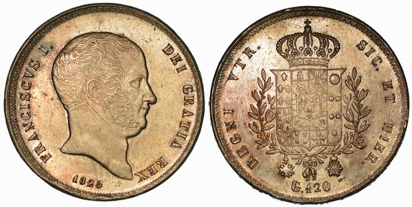 NAPOLI. FRANCESCO I DI BORBONE, 1825-1830. Piastra 1825.  - Asta Numismatica - Associazione Nazionale - Case d'Asta italiane
