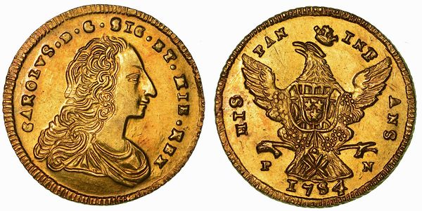 PALERMO. CARLO DI BORBONE. EMISSIONI SUCCESSIVE ALL'INCORONAZIONE, 1736-1758. Doppia oncia 1754.  - Asta Numismatica - Associazione Nazionale - Case d'Asta italiane
