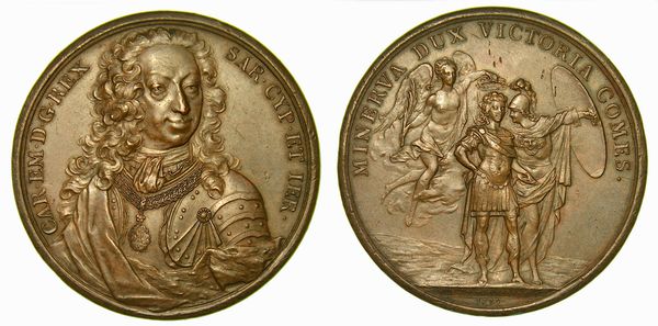 REGNO DI SARDEGNA. CARLO EMANUELE III DI SAVOIA, 1730-1773. Medaglia in bronzo 1739. A ricordo del trattato di Vienna.  - Asta Numismatica - Associazione Nazionale - Case d'Asta italiane