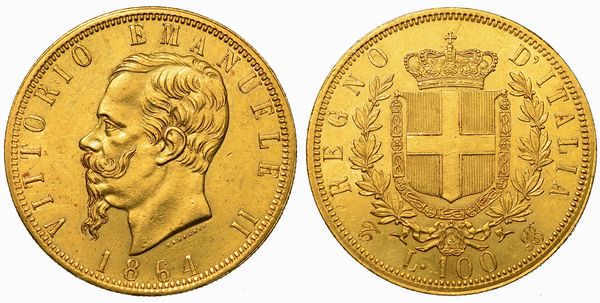 REGNO D'ITALIA. VITTORIO EMANUELE II DI SAVOIA, 1861-1878. 100 Lire 1864. Torino.  - Asta Numismatica - Associazione Nazionale - Case d'Asta italiane