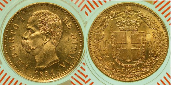 REGNO D'ITALIA. UMBERTO I DI SAVOIA, 1878-1900. 20 Lire 1881.  - Asta Numismatica - Associazione Nazionale - Case d'Asta italiane