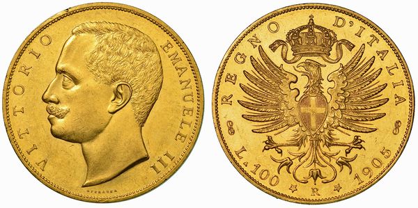 REGNO D'ITALIA. VITTORIO EMANUELE III DI SAVOIA, 1900-1946. 100 Lire 1905. Aquila Sabauda.  - Asta Numismatica - Associazione Nazionale - Case d'Asta italiane