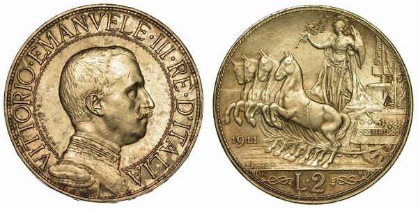 REGNO D'ITALIA. VITTORIO EMANUELE III DI SAVOIA, 1900-1946. 2 Lire 1911. Quadriga veloce.  - Asta Numismatica - Associazione Nazionale - Case d'Asta italiane