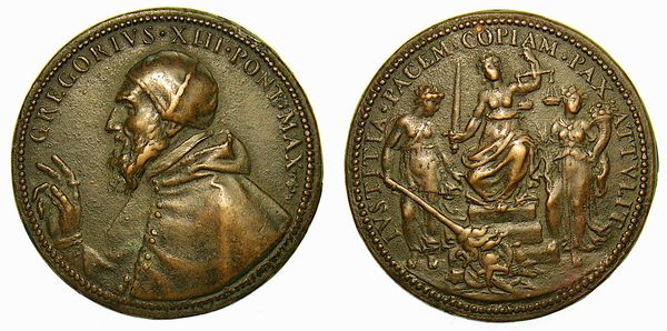 STATO PONTIFICIO. GREGORIO XIII, 1572-1585. Medaglia in bronzo.  - Asta Numismatica - Associazione Nazionale - Case d'Asta italiane