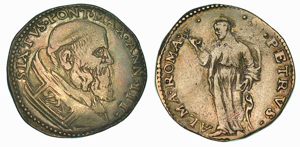 STATO PONTIFICIO. SISTO V, 1585-1590. Testone A. III.  - Asta Numismatica - Associazione Nazionale - Case d'Asta italiane