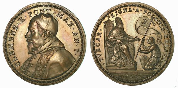 STATO PONTIFICIO. CLEMENTE X, 1670-1676. Medaglia in bronzo 1674/A.V. Riconio.  - Asta Numismatica - Associazione Nazionale - Case d'Asta italiane