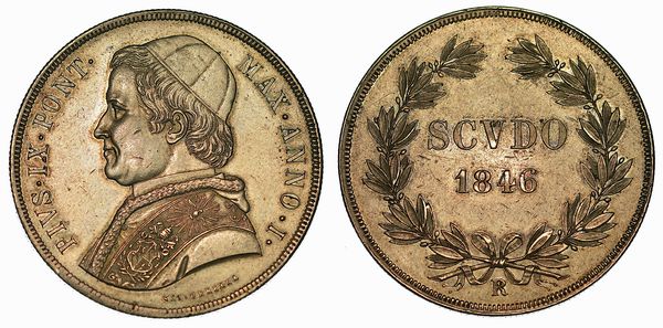 STATO PONTIFICIO. PIO IX, 1846-1878. Scudo 1846/A. I. Roma.  - Asta Numismatica - Associazione Nazionale - Case d'Asta italiane