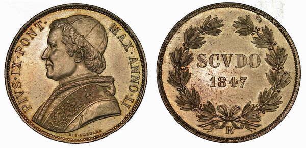 STATO PONTIFICIO. PIO IX, 1846-1878. Scudo 1847/A. II. Roma.  - Asta Numismatica - Associazione Nazionale - Case d'Asta italiane
