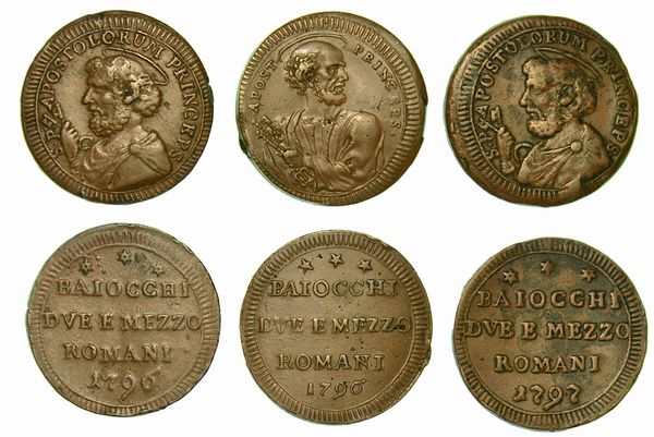 STATO PONTIFICIO. Lotto di tre monete.  - Asta Numismatica - Associazione Nazionale - Case d'Asta italiane