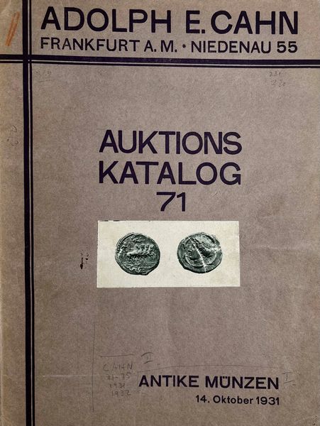 CAHN A. Lotto di due cataloghi.  - Asta Numismatica - Associazione Nazionale - Case d'Asta italiane